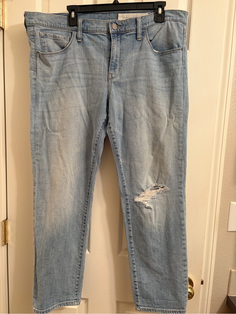 Treasure & Bond Light Blue Straight Leg Distressed Jeans